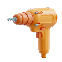 Power Drill Icon - 3D Construction Tool Graphic