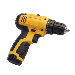 Akkubohrer Icon - Gelbes cordless Werkzeug | Realistisches 3D
