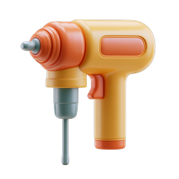 Power Drill Tool Icon - 3D Yellow Orange Hardware