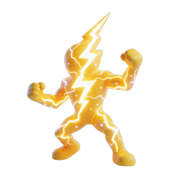Power Electric Character Icon with Lightning Bolt