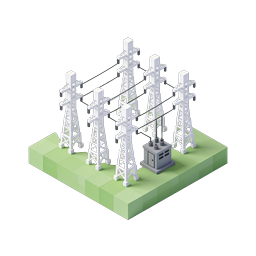 Power Substation Icon - Isometric Electrical Grid Illustration