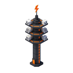 Isometric Power Tower Icon with Lightning Bolt