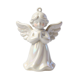 Praying Angel Ornament Icon - 3D Pearlescent Design