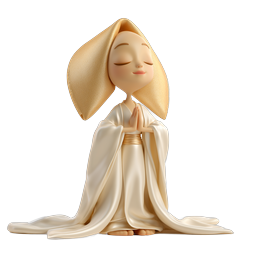 Serene Praying Figure 3D Clay Icon | Meditation