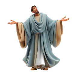 Praying Man in Robes - Spiritual 3D Character Icon