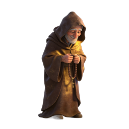 Praying Monk with Rosary - 3D Religious Icon