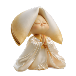 Praying Monk Meditation Icon - Peaceful 3D Character