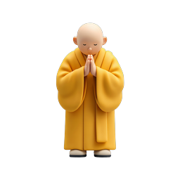 Praying Monk Meditation Icon - Spiritual 3D Character