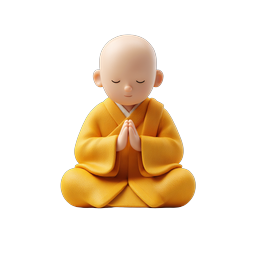Praying Monk Meditation Icon - 3D Clay Style