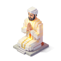 Praying Religious Figure Voxel 3D Icon