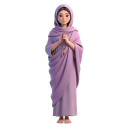 3D Praying Muslim Woman with Prayer Beads Icon