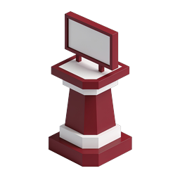 3D Presentation Podium with Monitor Icon
