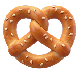 Ícone de Pretzel 3D Realista - Snack de Gergelim Dourado
