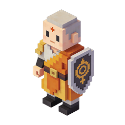 Voxel Priest Character Icon - 3D Pixel Art Cleric