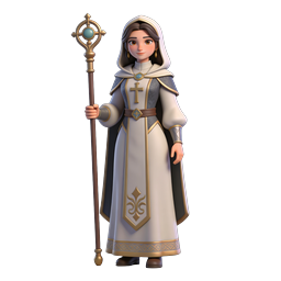 ファンタジー女司祭キャラクターアイコン - 3Dレンダリングクレリック