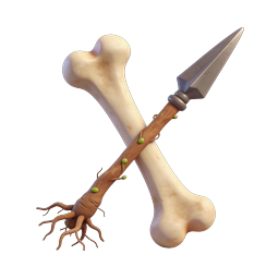 Primitive Bone and Spear 3D Icon | Game Asset