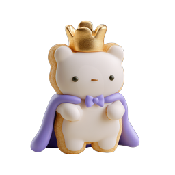 Adorable Prince Bear Cookie 3D Icon | Royal Dessert Mascot