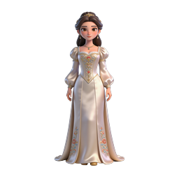 3D Princess Character Icon - Royal Medieval Gown
