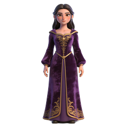 Royal Princess in Purple Velvet Medieval Dress 3D Icon