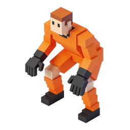 Voxel Prison Fighter Character Icon - 3D Pixel Art