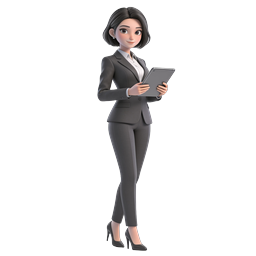 Professional Businesswoman 3D Character with Tablet Icon