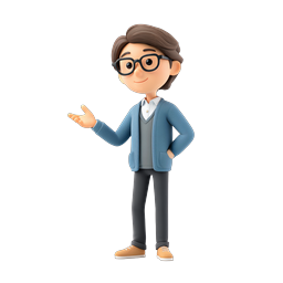Freundliches professionelles männliches Präsentator 3D-Charakter-Icon