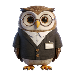 プロフェッショナルなフクロウのキャラクターアイコン - 知的な学者のマスコット