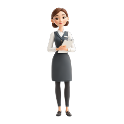 プロの受付係キャラクターアイコン - 3D ビジネスウーマン