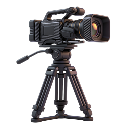 Профессиональная видеокамера на штативе — 3D-иконка
