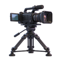 Профессиональная видеокамера на штативе — 3D-иконка