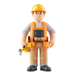 Friendly Construction Worker Icon for Safety and Building