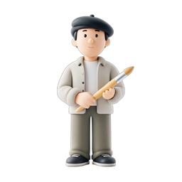 Charming Artist Character Icon for Creative Projects
