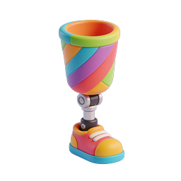 Icône 3D en argile d'une jambe prothétique colorée - Symbole médical