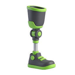 Prosthetic Leg 3D Icon - Medical Accessibility Symbol