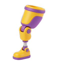 3D Robotic Prosthetic Leg Icon - Yellow & Purple