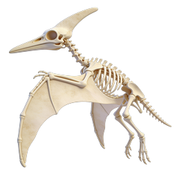 Pterodactyl Skeleton 3D Icon | Realistic Dinosaur Bone