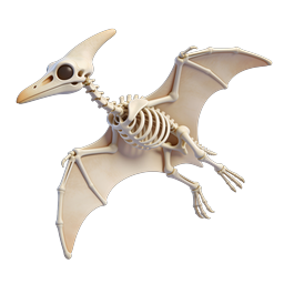 Pterodactyl Skeleton 3D Icon - Prehistoric Flying Reptile