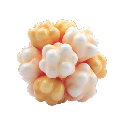 Glossy Puffy Cluster 3D Icon - Cream and Yellow Bubble Design