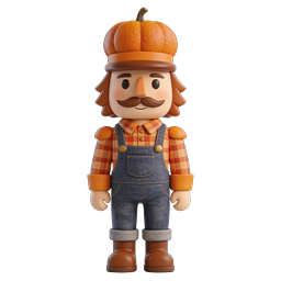 Icône de personnage fermier chapeau citrouille – saison d'automne 3D
