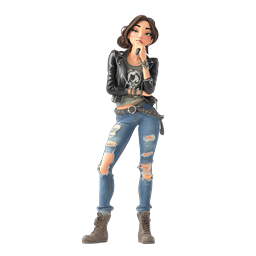 Punk Girl Character - 3D Rebellious Fashion Illustration