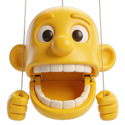 Yellow Puppet Marionette 3D Character Icon with Strings