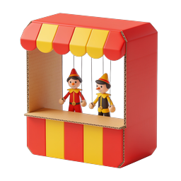 Icono 3D de teatro de marionetas colorido - Espectáculo de marionetas