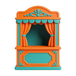 3D-иконка кукольного театра - стиль clay, оранжевый и бирюзовый