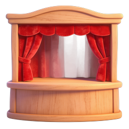 Puppet Theater 3D Icon - Classic Wooden Stage