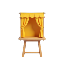 Yellow Puppet Theater Stage Icon | 3D Rendered
