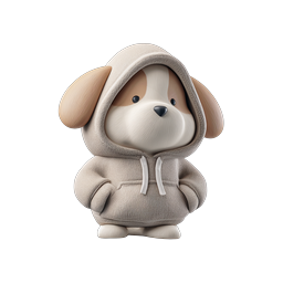Cute Puppy in Hoodie 3D Character Icon
