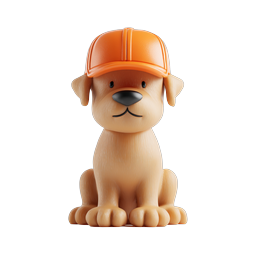 Süßer Welpe mit oranger Mütze 3D-Icon