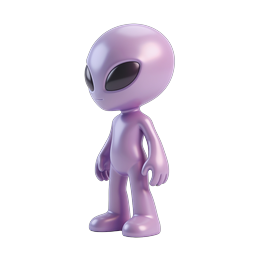 Cute Purple Alien Character 3D Icon