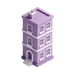 Purple Isometric Apartment Building 3D Icon