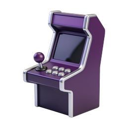 Purple Arcade Machine Icon - 3D Gaming Cabinet